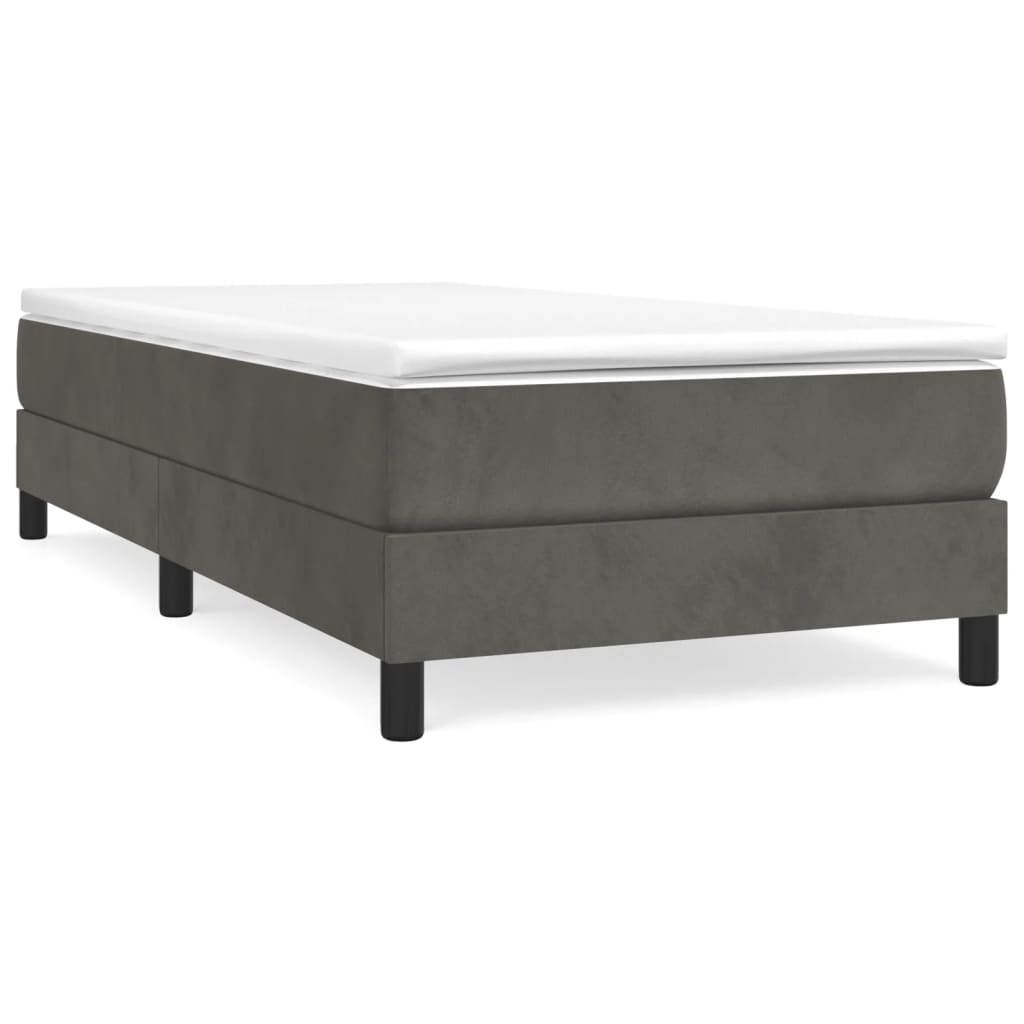 vidaXL Κρεβάτι Boxspring με Στρώμα Σκούρο Γκρι 100x200 εκ. Βελούδινο