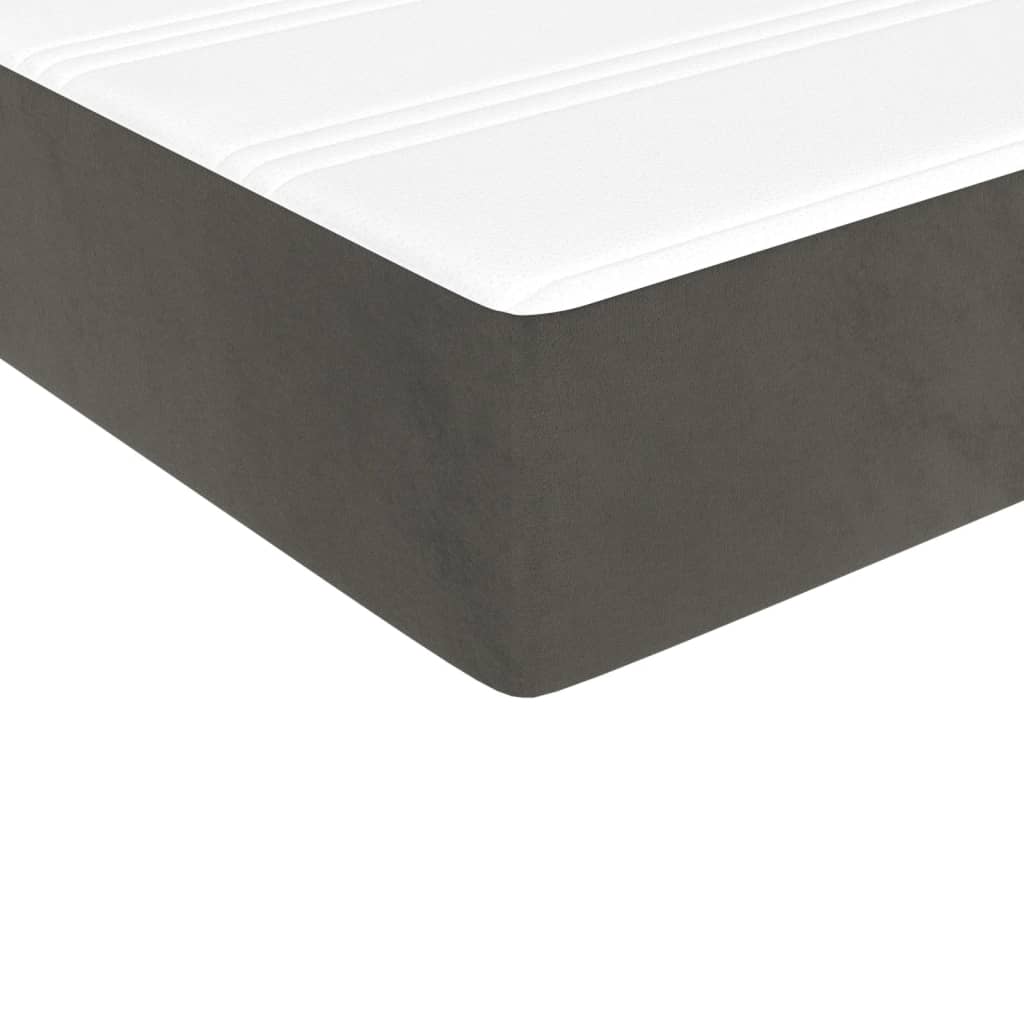 vidaXL Κρεβάτι Boxspring με Στρώμα Σκούρο Γκρι 100x200 εκ. Βελούδινο
