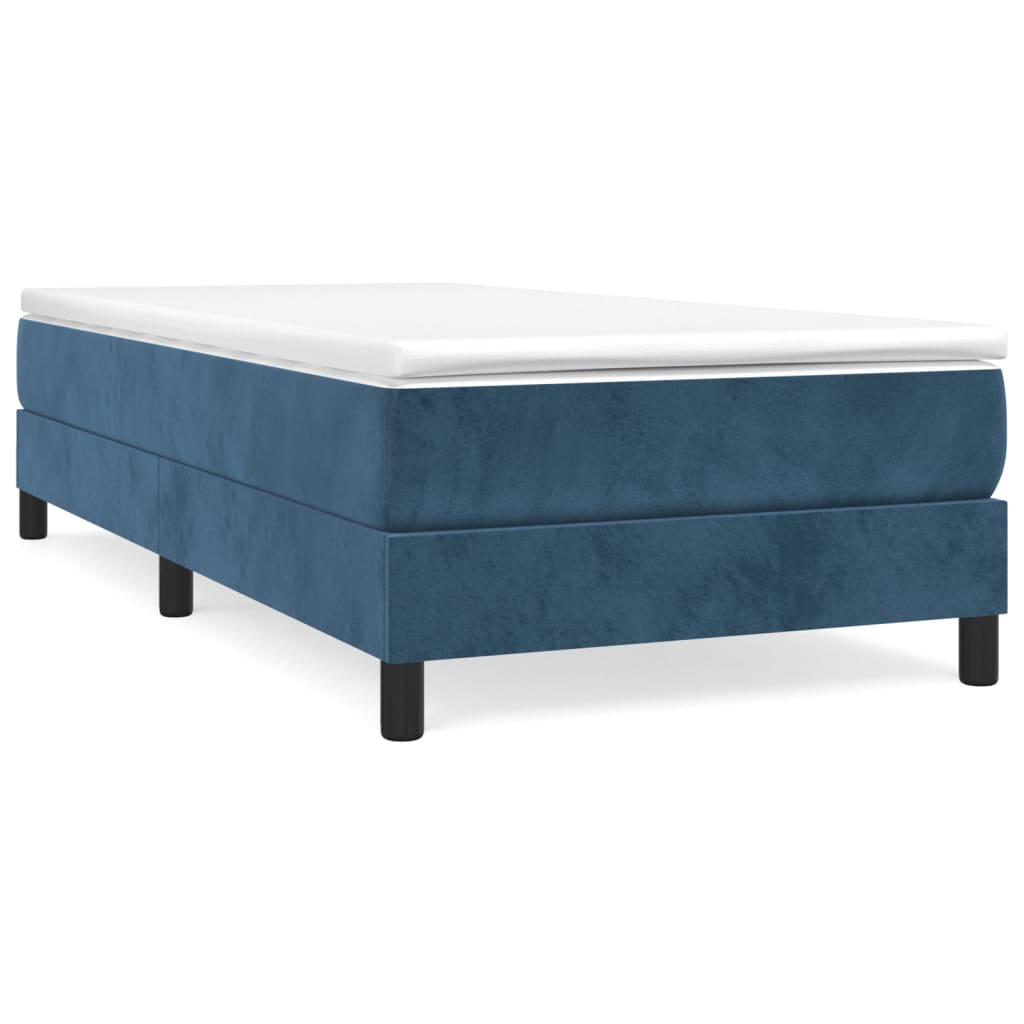 vidaXL Κρεβάτι Boxspring με Στρώμα Σκούρο Μπλε 100x200 εκ. Βελούδινο