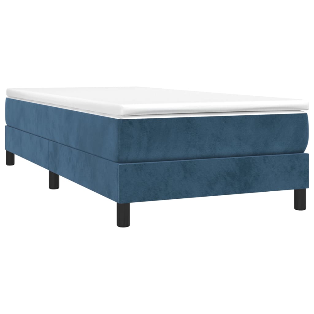 vidaXL Κρεβάτι Boxspring με Στρώμα Σκούρο Μπλε 100x200 εκ. Βελούδινο