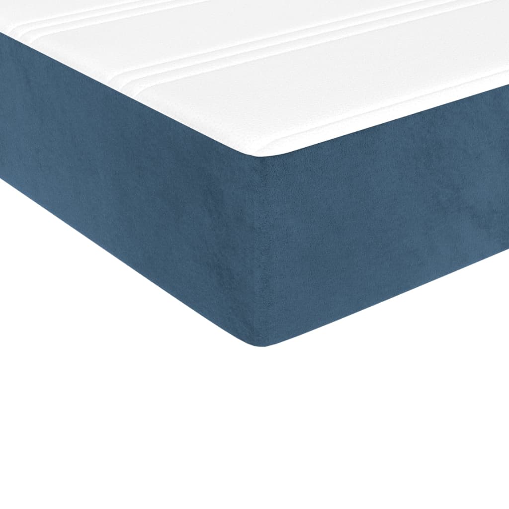 vidaXL Κρεβάτι Boxspring με Στρώμα Σκούρο Μπλε 100x200 εκ. Βελούδινο