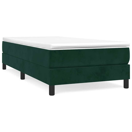 vidaXL Κρεβάτι Boxspring με Στρώμα Σκούρο Πράσινο 120x200εκ. Βελούδινο