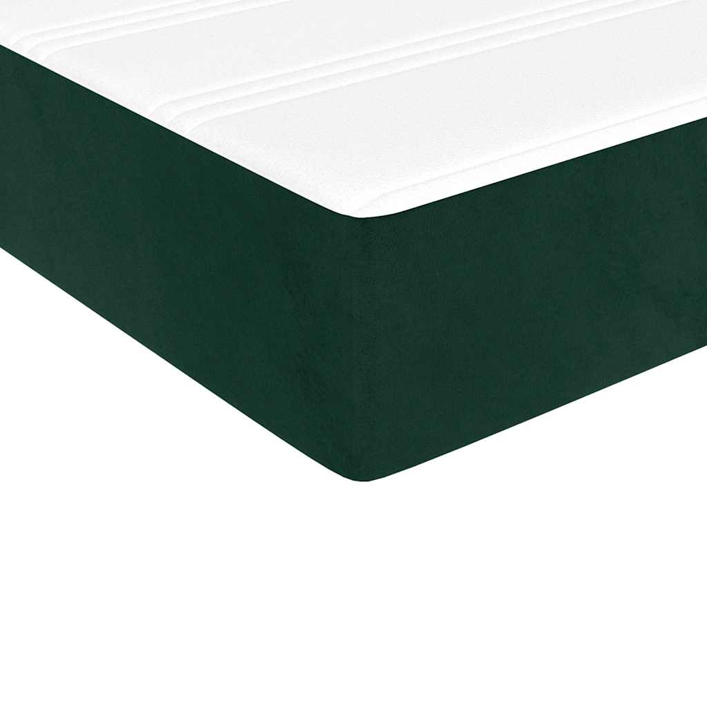 vidaXL Κρεβάτι Boxspring με Στρώμα Σκούρο Πράσινο 120x200εκ. Βελούδινο