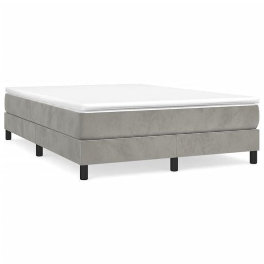 vidaXL Κρεβάτι Boxspring με Στρώμα Ανοιχτό Γκρι 140x190 εκ. Βελούδινο
