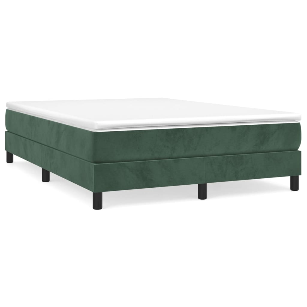 vidaXL Κρεβάτι Boxspring με Στρώμα Σκούρο Πράσινο 140x190εκ. Βελούδινο
