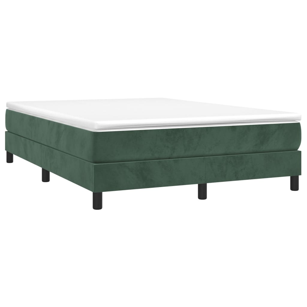 vidaXL Κρεβάτι Boxspring με Στρώμα Σκούρο Πράσινο 140x190εκ. Βελούδινο