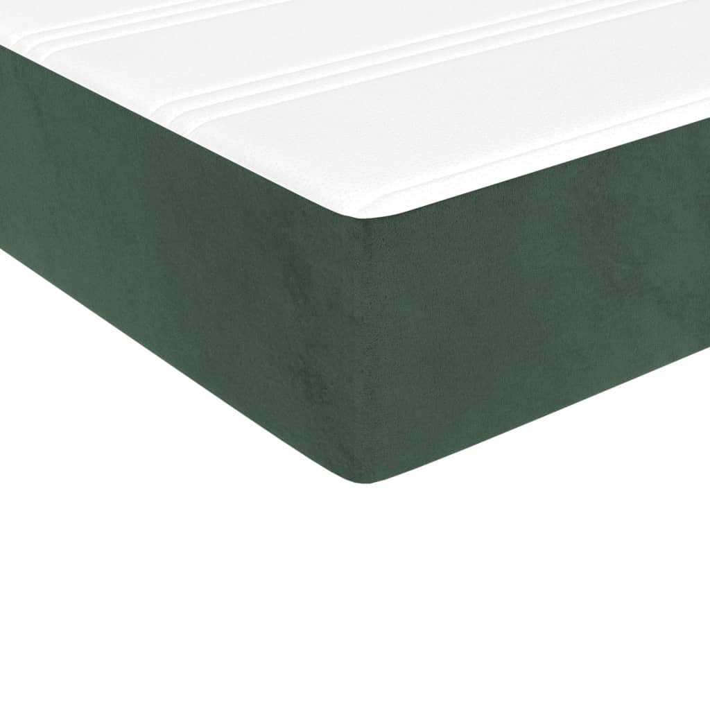 vidaXL Κρεβάτι Boxspring με Στρώμα Σκούρο Πράσινο 140x190εκ. Βελούδινο