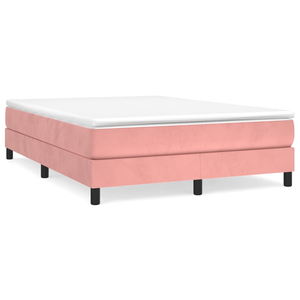 vidaXL Κρεβάτι Boxspring με Στρώμα Ροζ 140x200 εκ. Βελούδινο