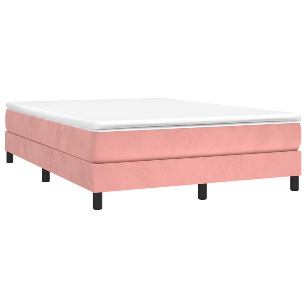 vidaXL Κρεβάτι Boxspring με Στρώμα Ροζ 140x200 εκ. Βελούδινο