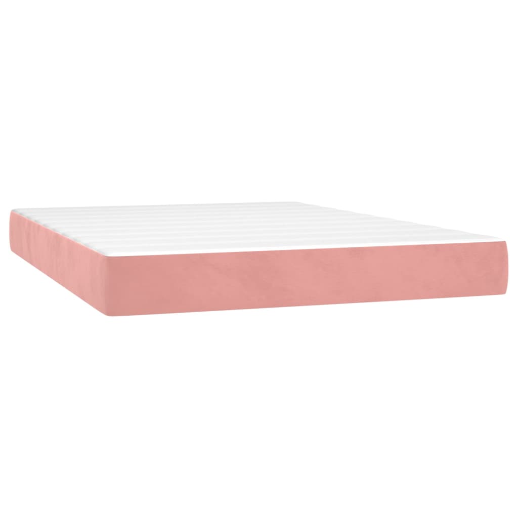 vidaXL Κρεβάτι Boxspring με Στρώμα Ροζ 140x200 εκ. Βελούδινο