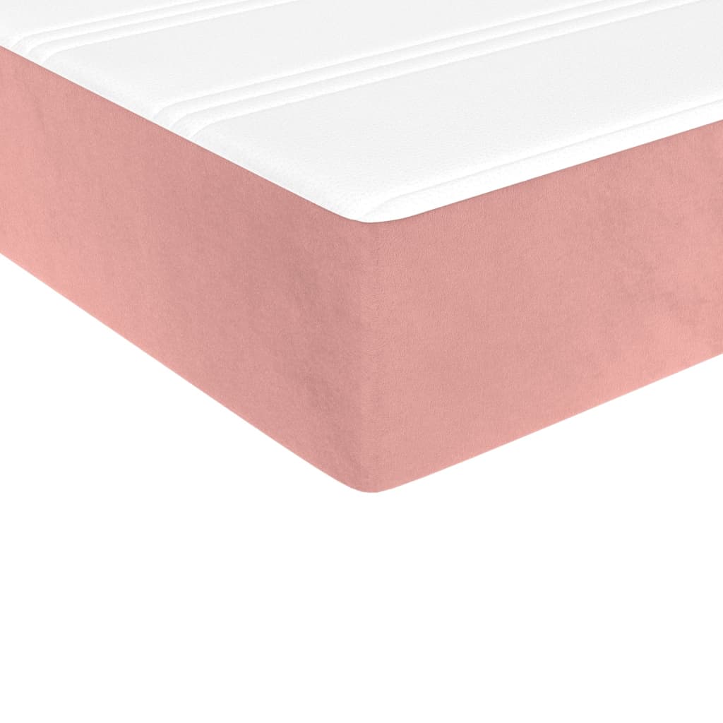 vidaXL Κρεβάτι Boxspring με Στρώμα Ροζ 140x200 εκ. Βελούδινο