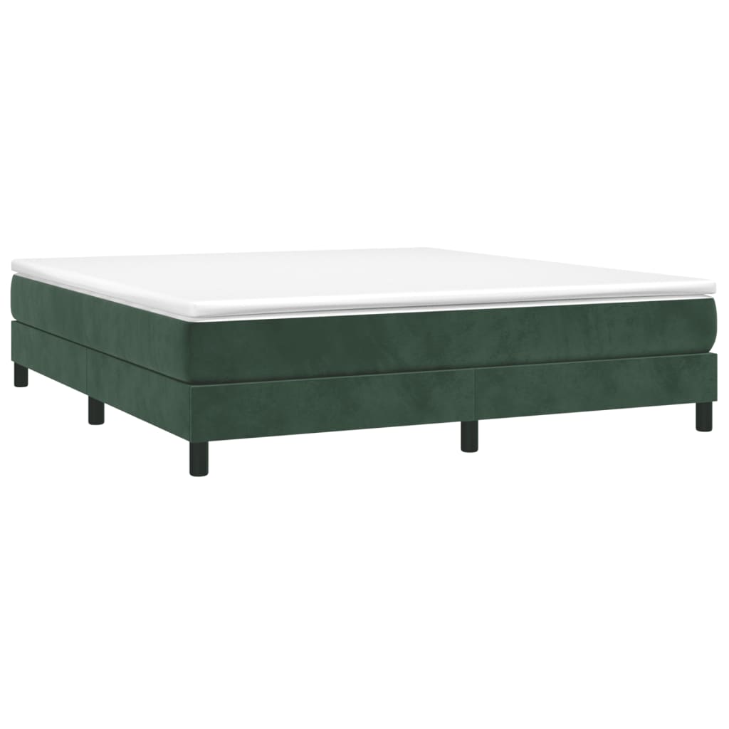 vidaXL Κρεβάτι Boxspring με Στρώμα Σκούρο Πράσινο 180x200εκ. Βελούδινο