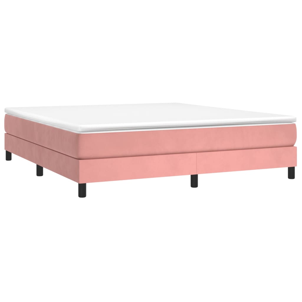vidaXL Κρεβάτι Boxspring με Στρώμα Ροζ 180x200 εκ. Βελούδινο