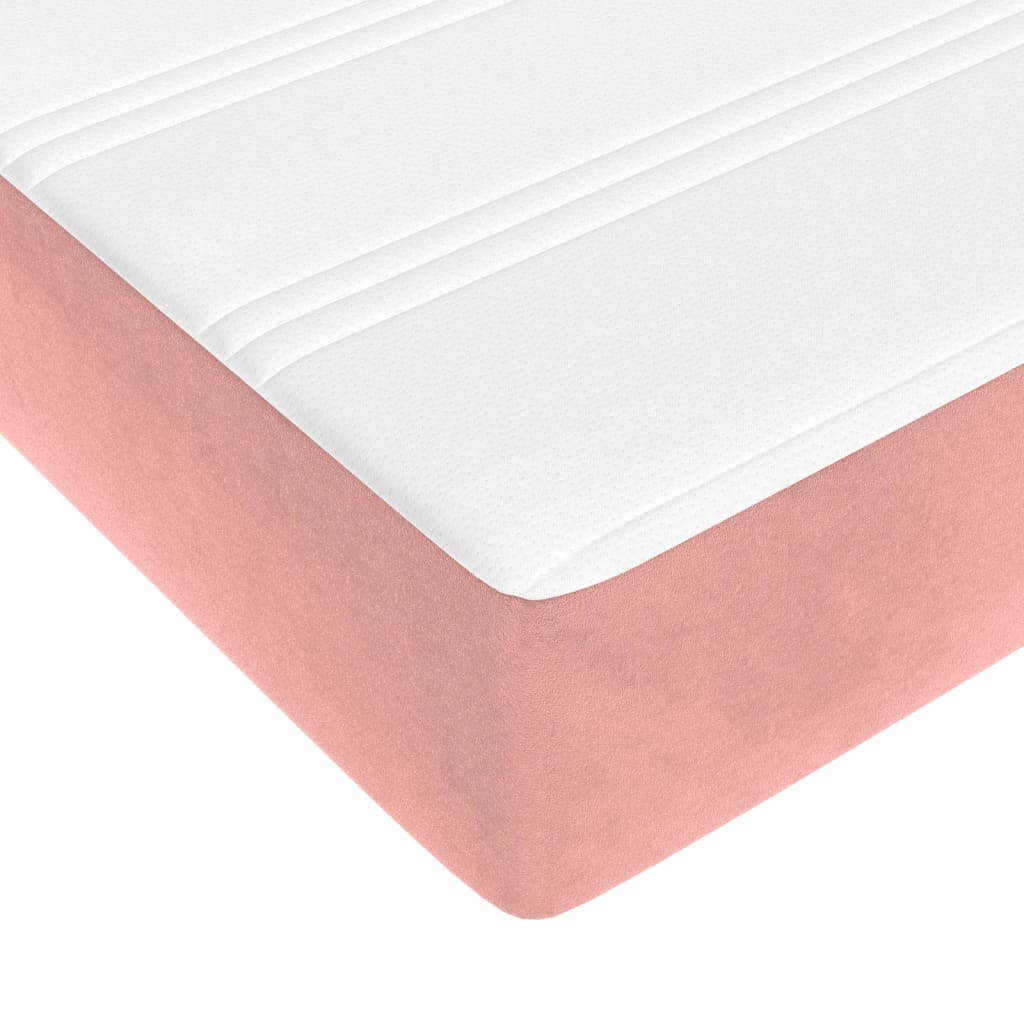 vidaXL Κρεβάτι Boxspring με Στρώμα Ροζ 180x200 εκ. Βελούδινο
