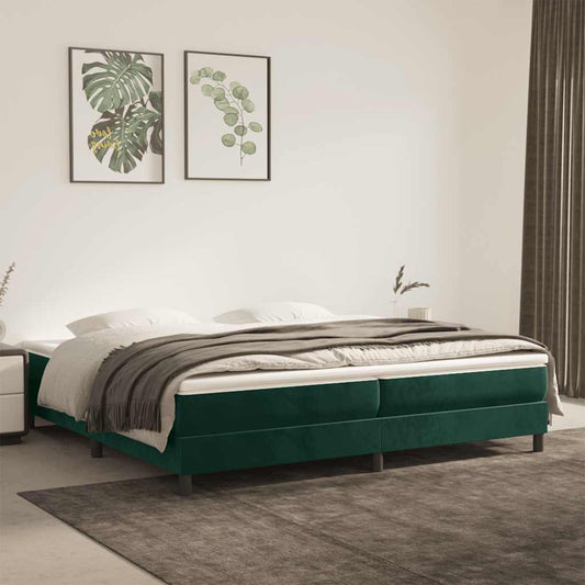 vidaXL Κρεβάτι Boxspring με Στρώμα Σκούρο Πράσινο 200x200εκ. Βελούδινο