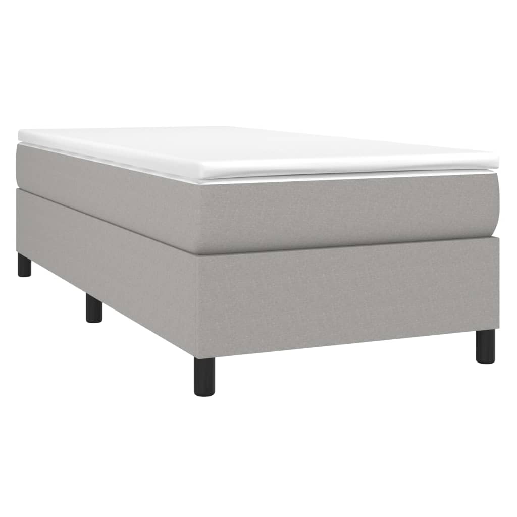 vidaXL Κρεβάτι Boxspring με Στρώμα Ανοιχτό Γκρι 90x190 εκ. Υφασμάτινο