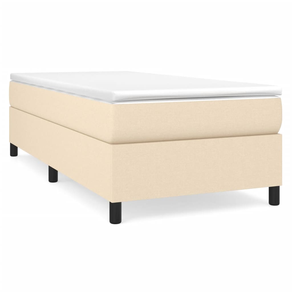 vidaXL Κρεβάτι Boxspring με Στρώμα Κρεμ 90x190 εκ.Υφασμάτινο