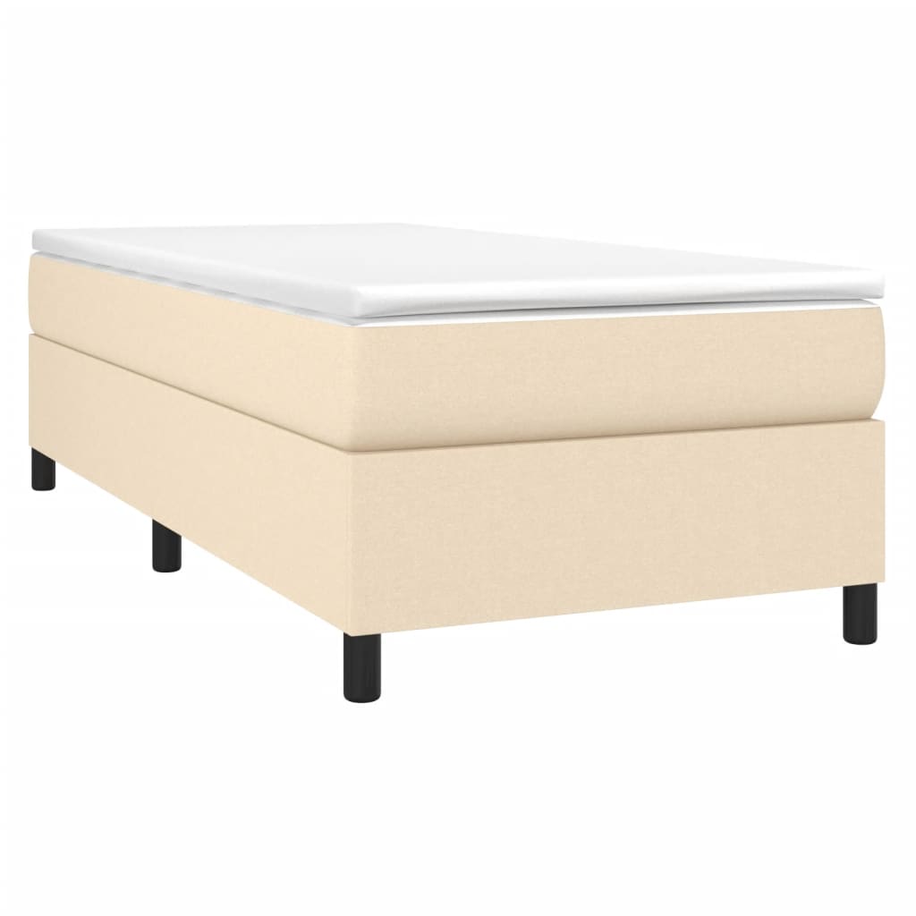 vidaXL Κρεβάτι Boxspring με Στρώμα Κρεμ 90x190 εκ.Υφασμάτινο
