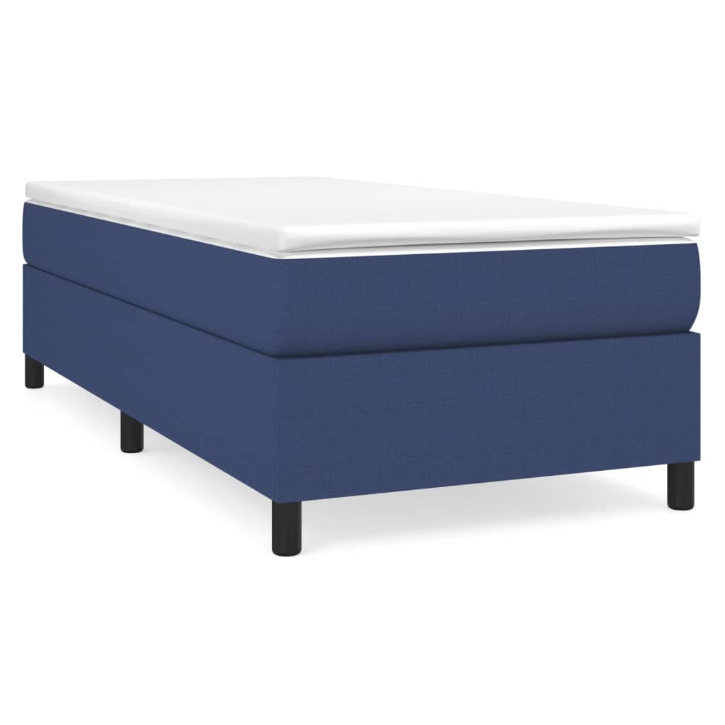 vidaXL Κρεβάτι Boxspring με Στρώμα Μπλε 90x190 εκ.Υφασμάτινο