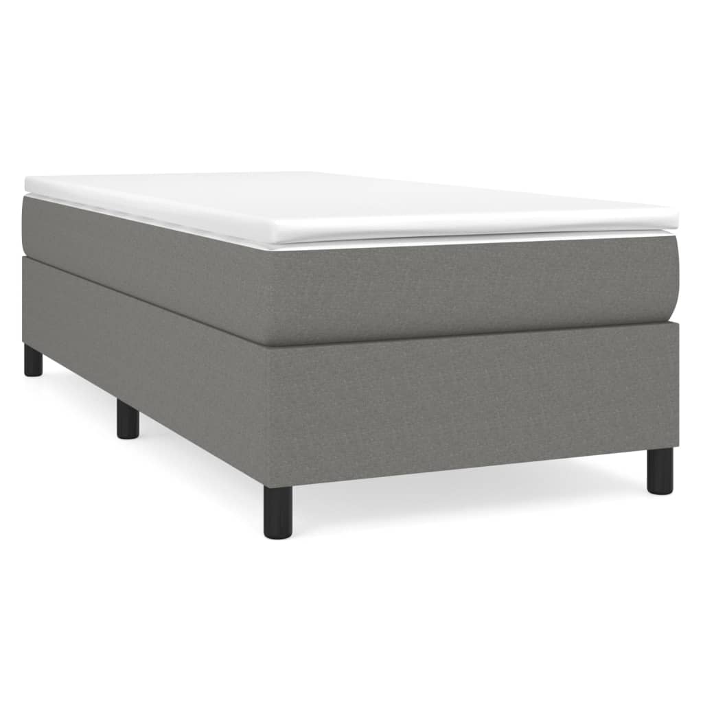 vidaXL Κρεβάτι Boxspring με Στρώμα Σκούρο Γκρι 100x200 εκ. Υφασμάτινο