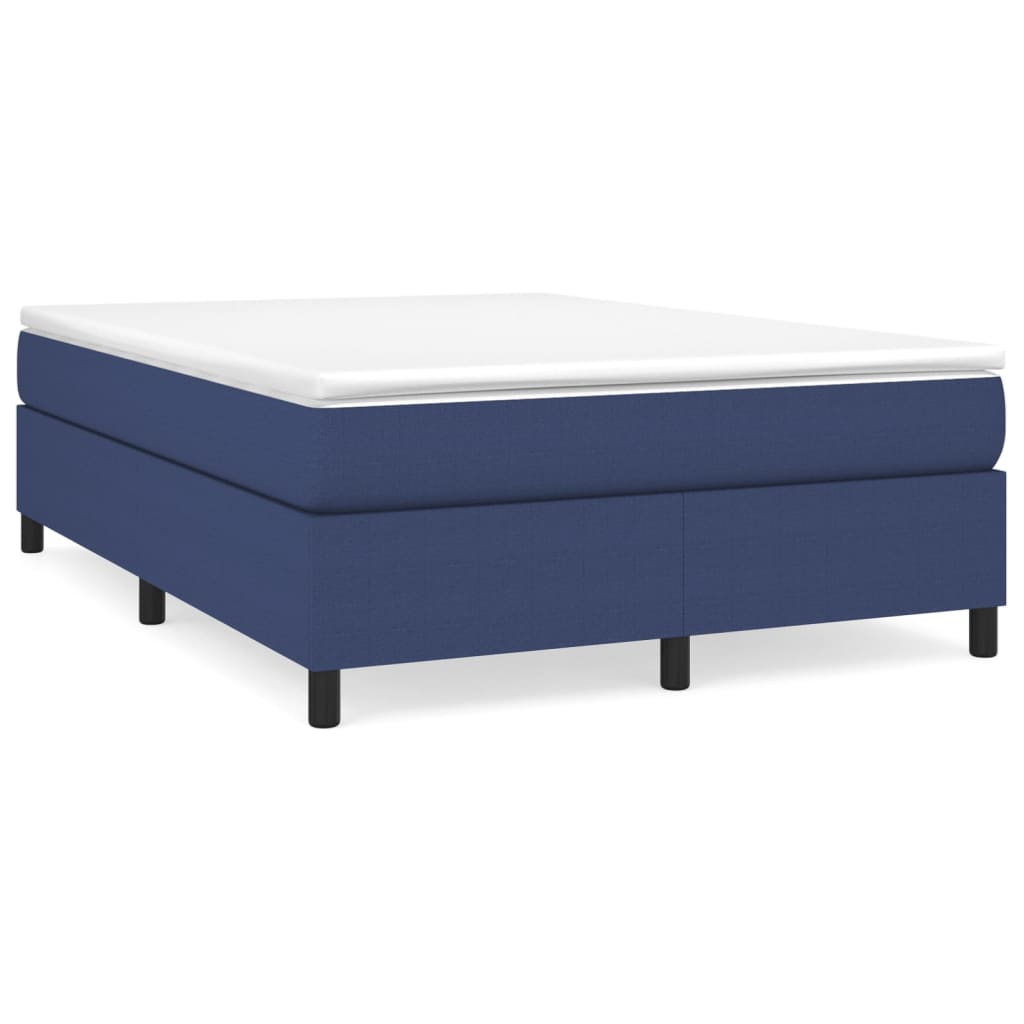 vidaXL Κρεβάτι Boxspring με Στρώμα Μπλε 140x190 εκ. Υφασμάτινο
