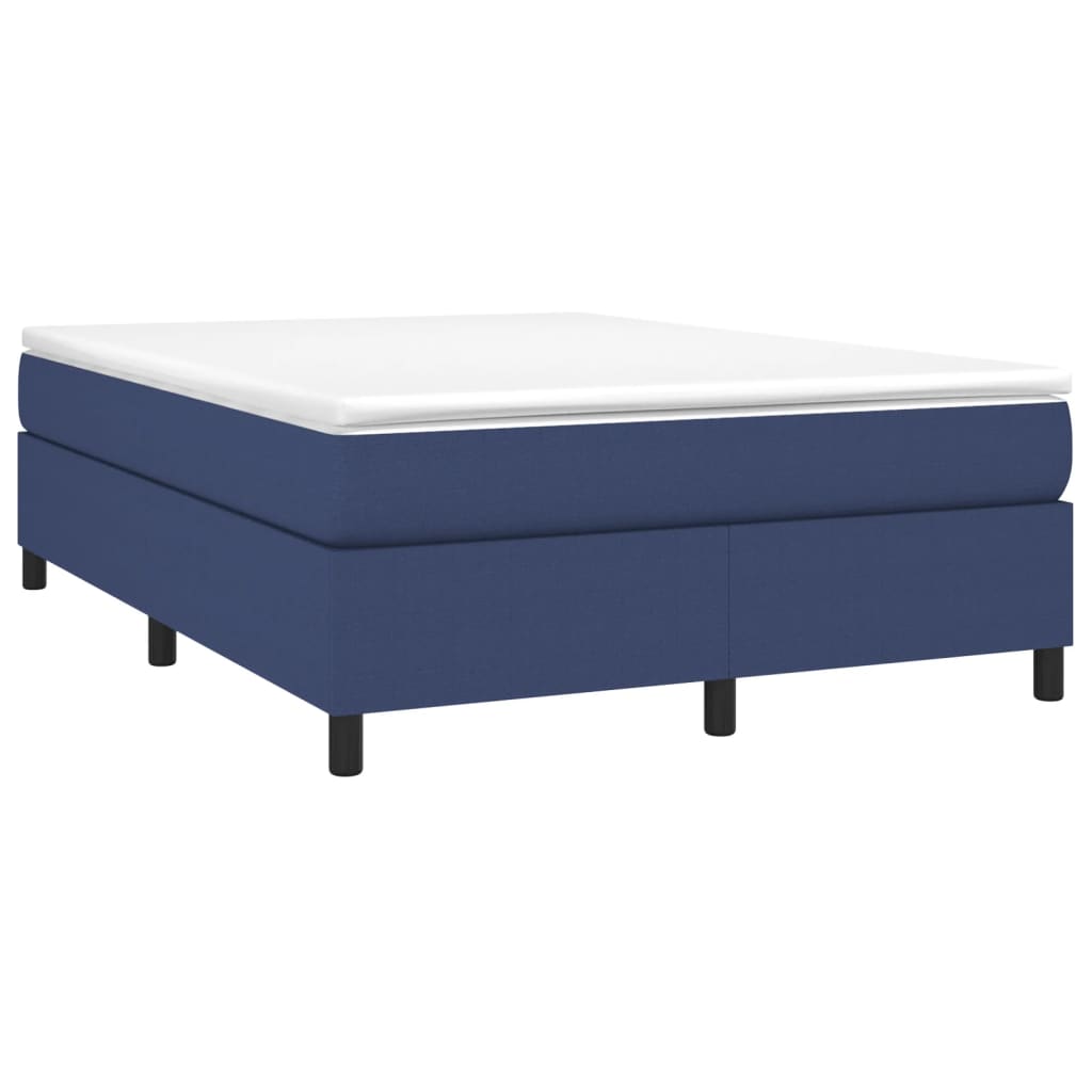 vidaXL Κρεβάτι Boxspring με Στρώμα Μπλε 140x190 εκ. Υφασμάτινο