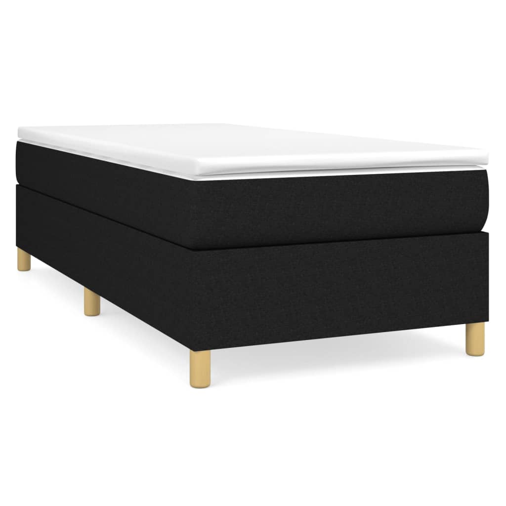 vidaXL Κρεβάτι Boxspring με Στρώμα Μαύρο 90x190 εκ.Υφασμάτινο