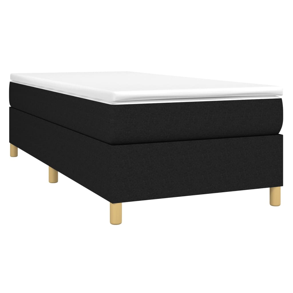 vidaXL Κρεβάτι Boxspring με Στρώμα Μαύρο 90x190 εκ.Υφασμάτινο