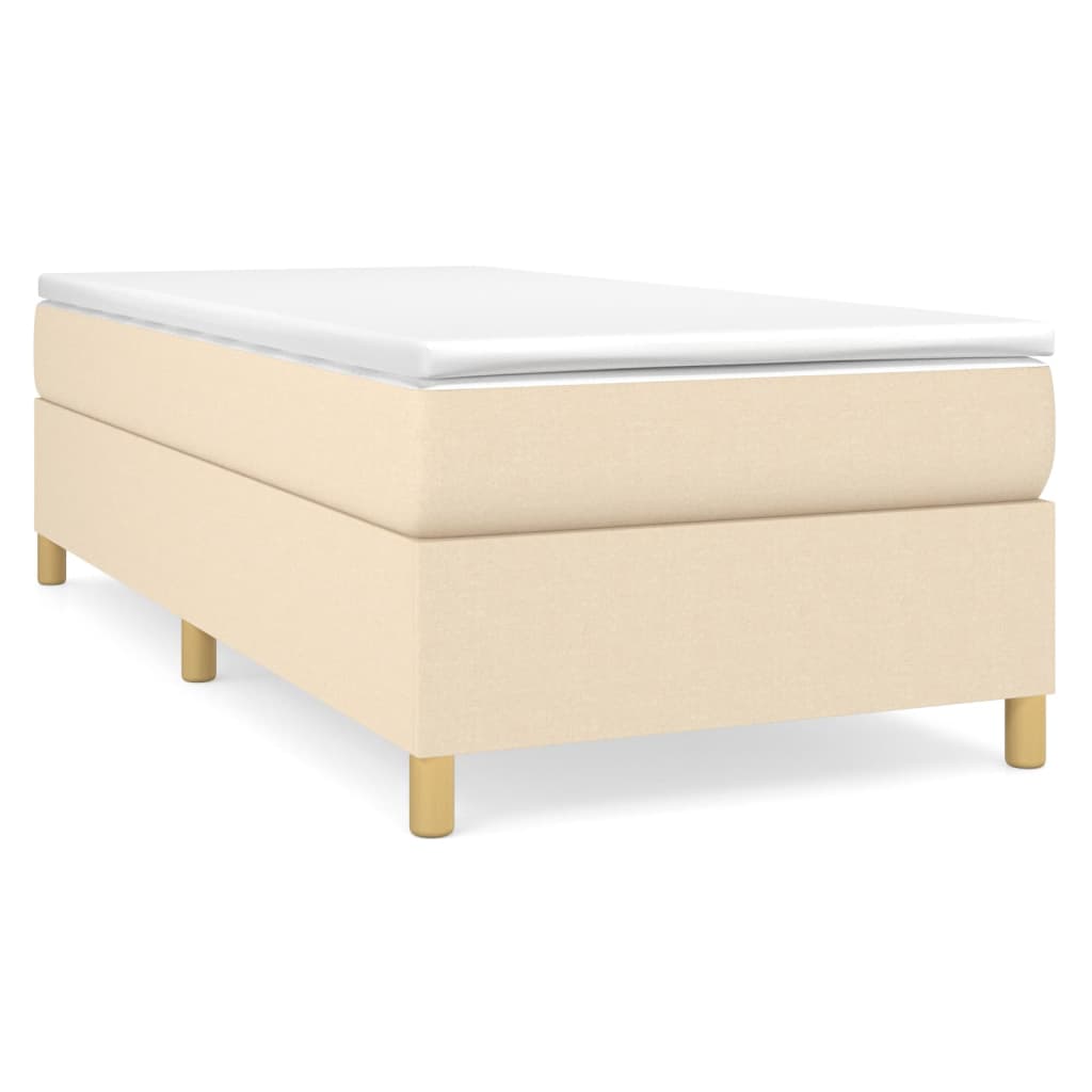 vidaXL Κρεβάτι Boxspring με Στρώμα Κρεμ 90x190 εκ.Υφασμάτινο