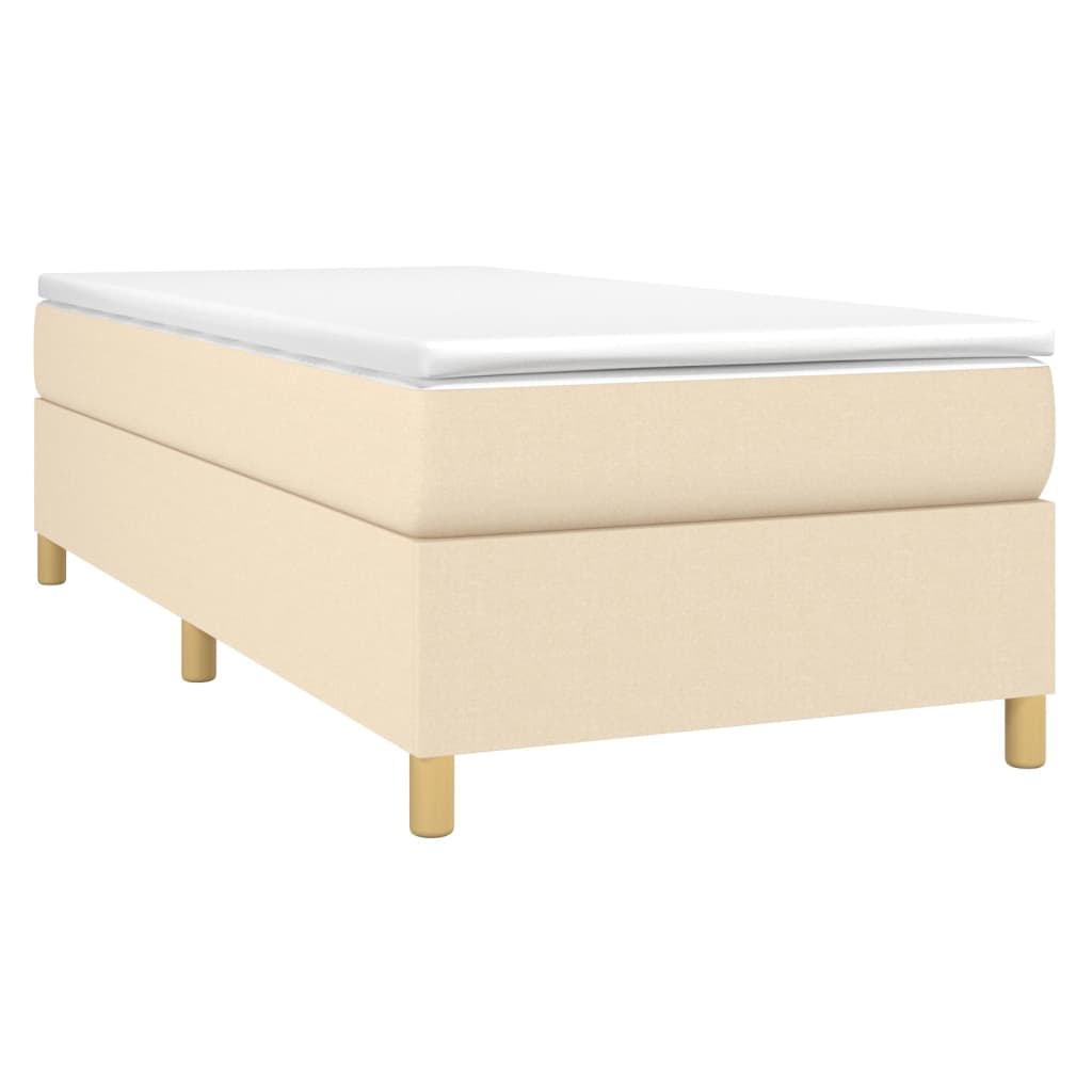 vidaXL Κρεβάτι Boxspring με Στρώμα Κρεμ 90x190 εκ.Υφασμάτινο