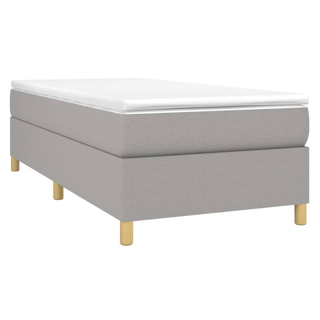 vidaXL Κρεβάτι Boxspring με Στρώμα Ανοιχτό Γκρι 100x200 εκ. Υφασμάτινο