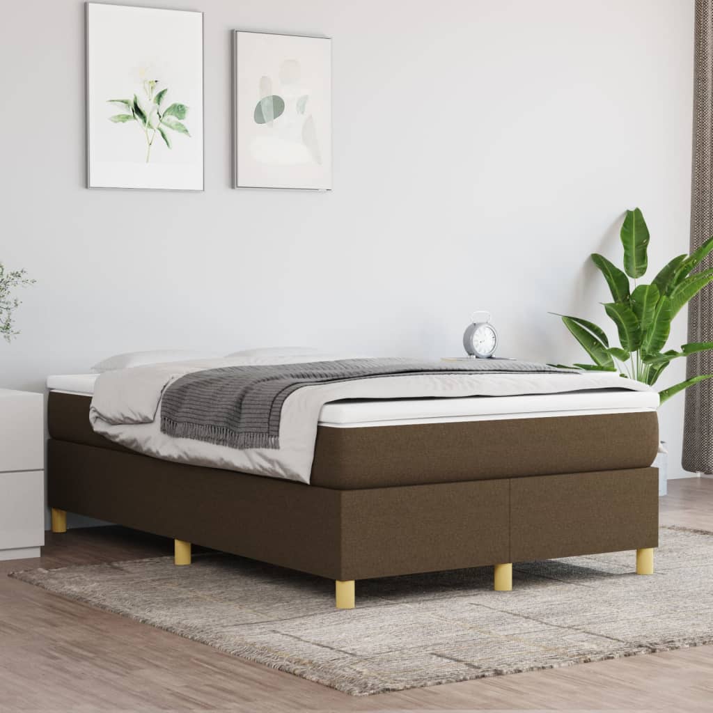 vidaXL Κρεβάτι Boxspring με Στρώμα Σκούρο Καφέ 120x200 εκ. Υφασμάτινο