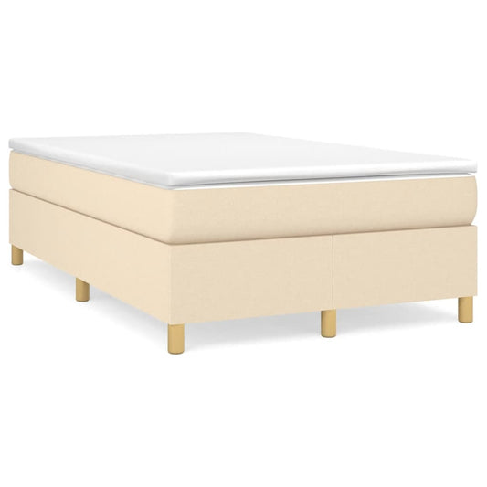 vidaXL Κρεβάτι Boxspring με Στρώμα Κρεμ 120x200 εκ. Υφασμάτινο