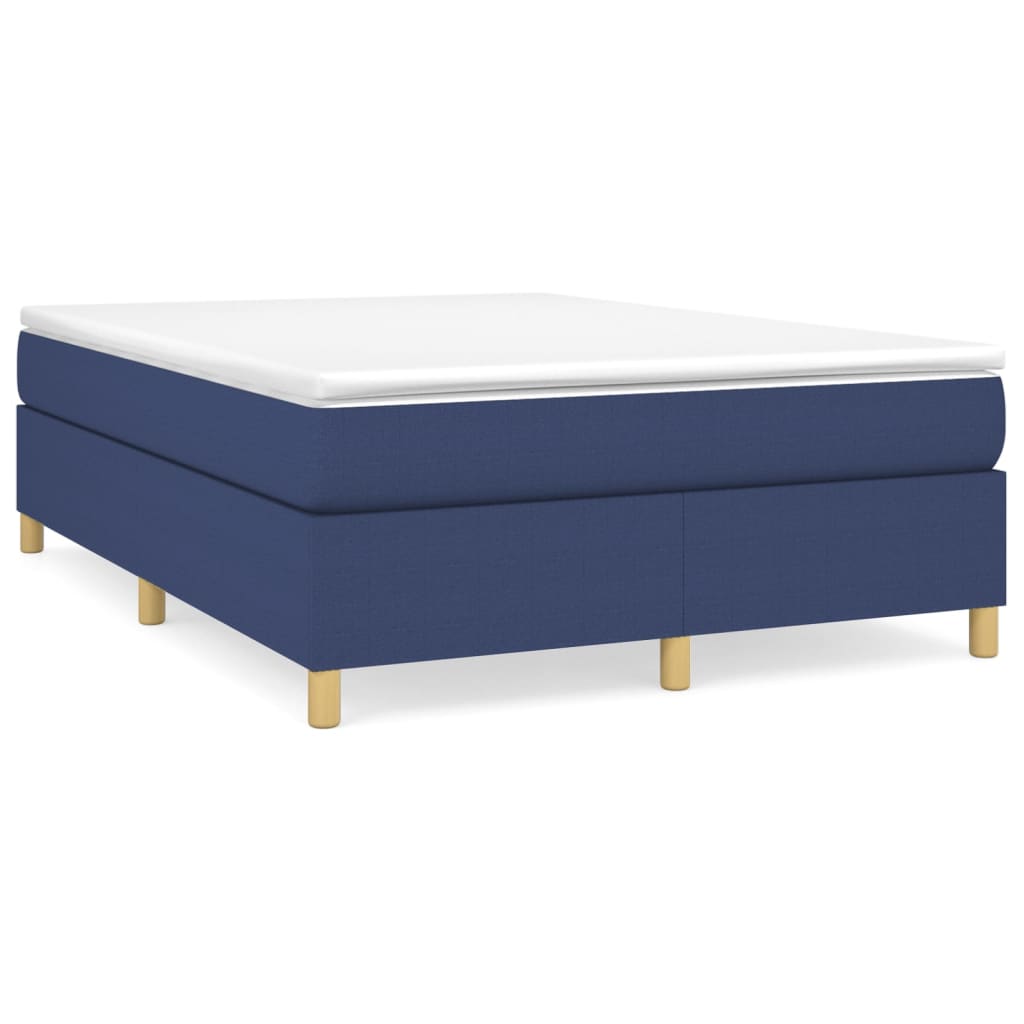 vidaXL Κρεβάτι Boxspring με Στρώμα Μπλε 140x190 εκ. Υφασμάτινο