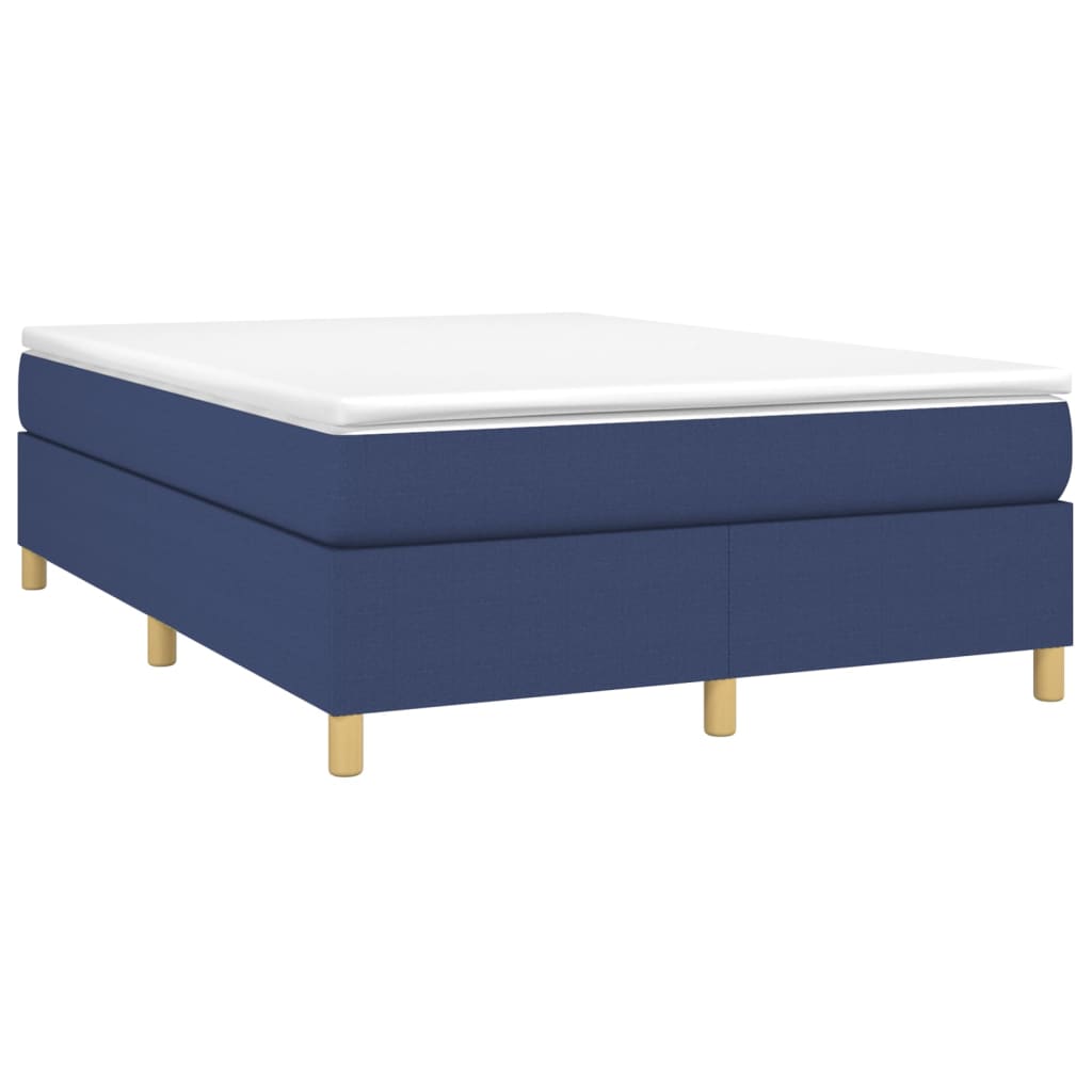 vidaXL Κρεβάτι Boxspring με Στρώμα Μπλε 140x190 εκ. Υφασμάτινο