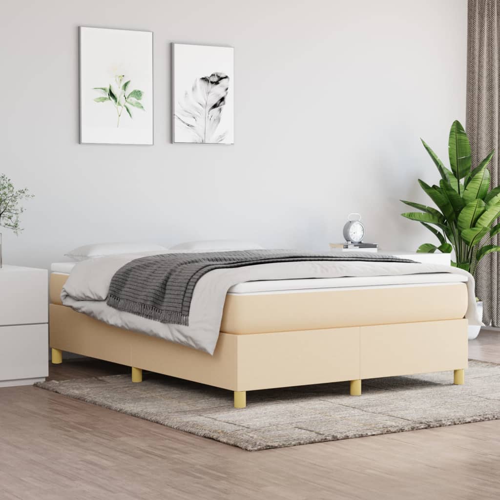 vidaXL Κρεβάτι Boxspring με Στρώμα Κρεμ 140x200 εκ. Υφασμάτινο