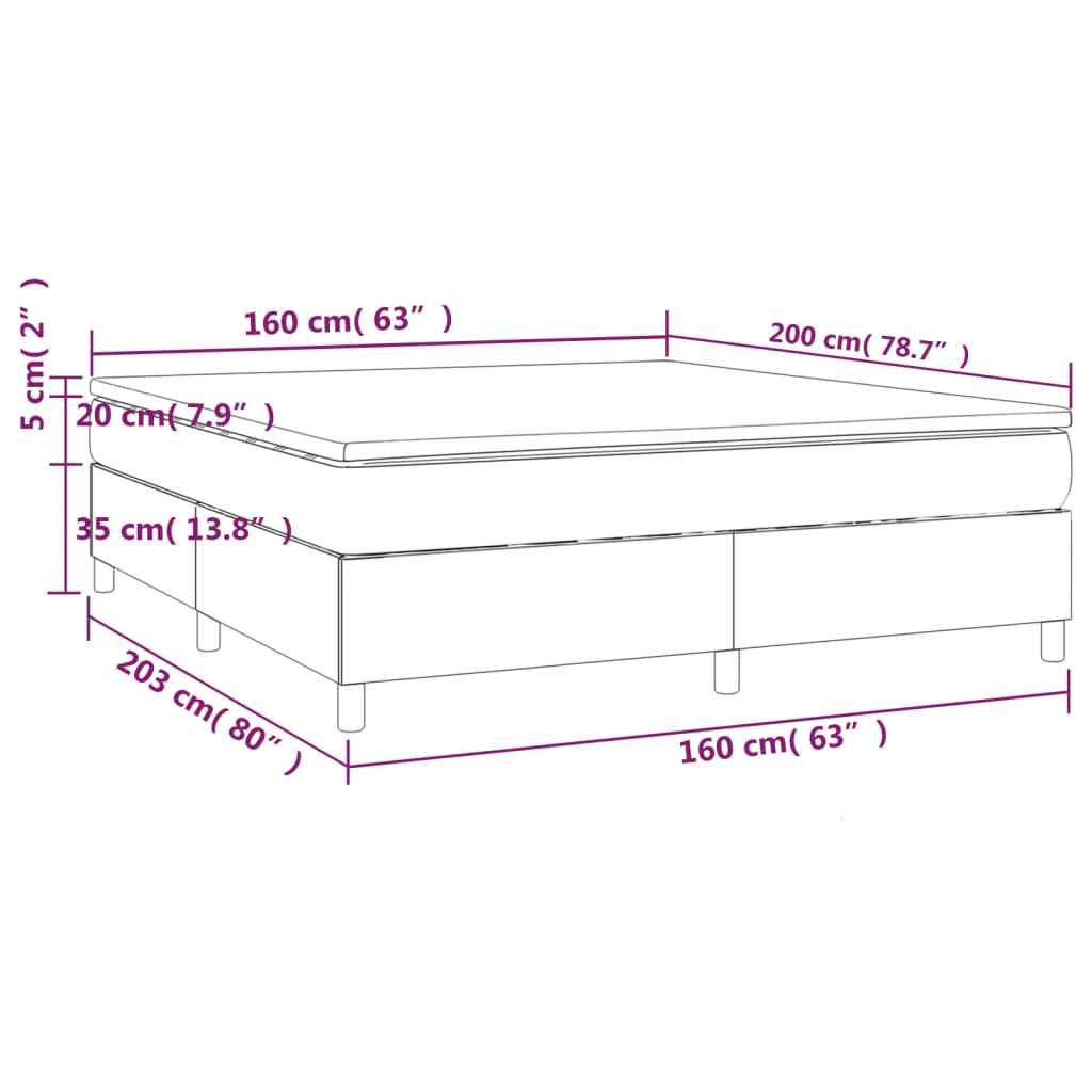 vidaXL Κρεβάτι Boxspring με Στρώμα Taupe 160x200 εκ. Υφασμάτινο