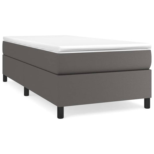 vidaXL Κρεβάτι Boxspring με Στρώμα Γκρι 80 x 200 εκ. Συνθετικό Δέρμα