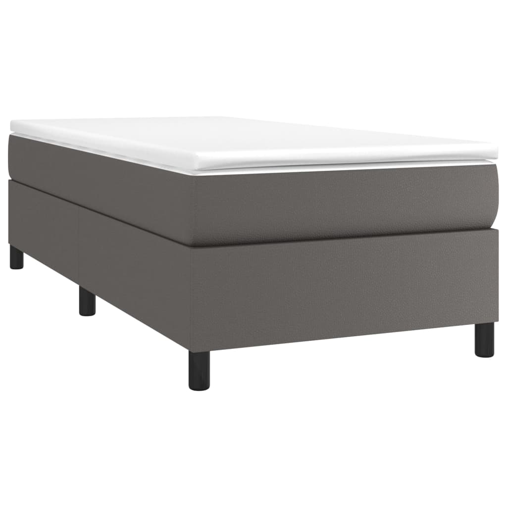 vidaXL Κρεβάτι Boxspring με Στρώμα Γκρι 80 x 200 εκ. Συνθετικό Δέρμα