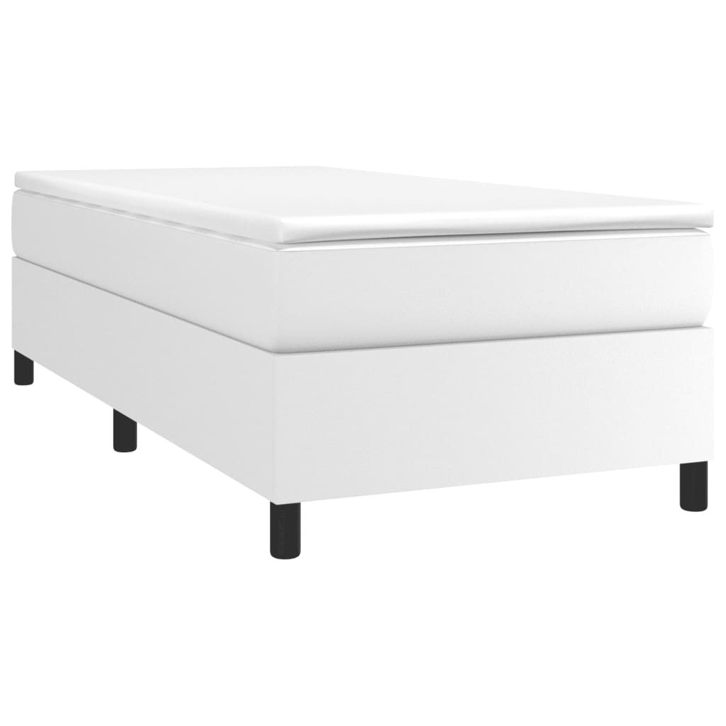 vidaXL Κρεβάτι Boxspring με Στρώμα Λευκό 90x190εκ. από Συνθετικό Δέρμα
