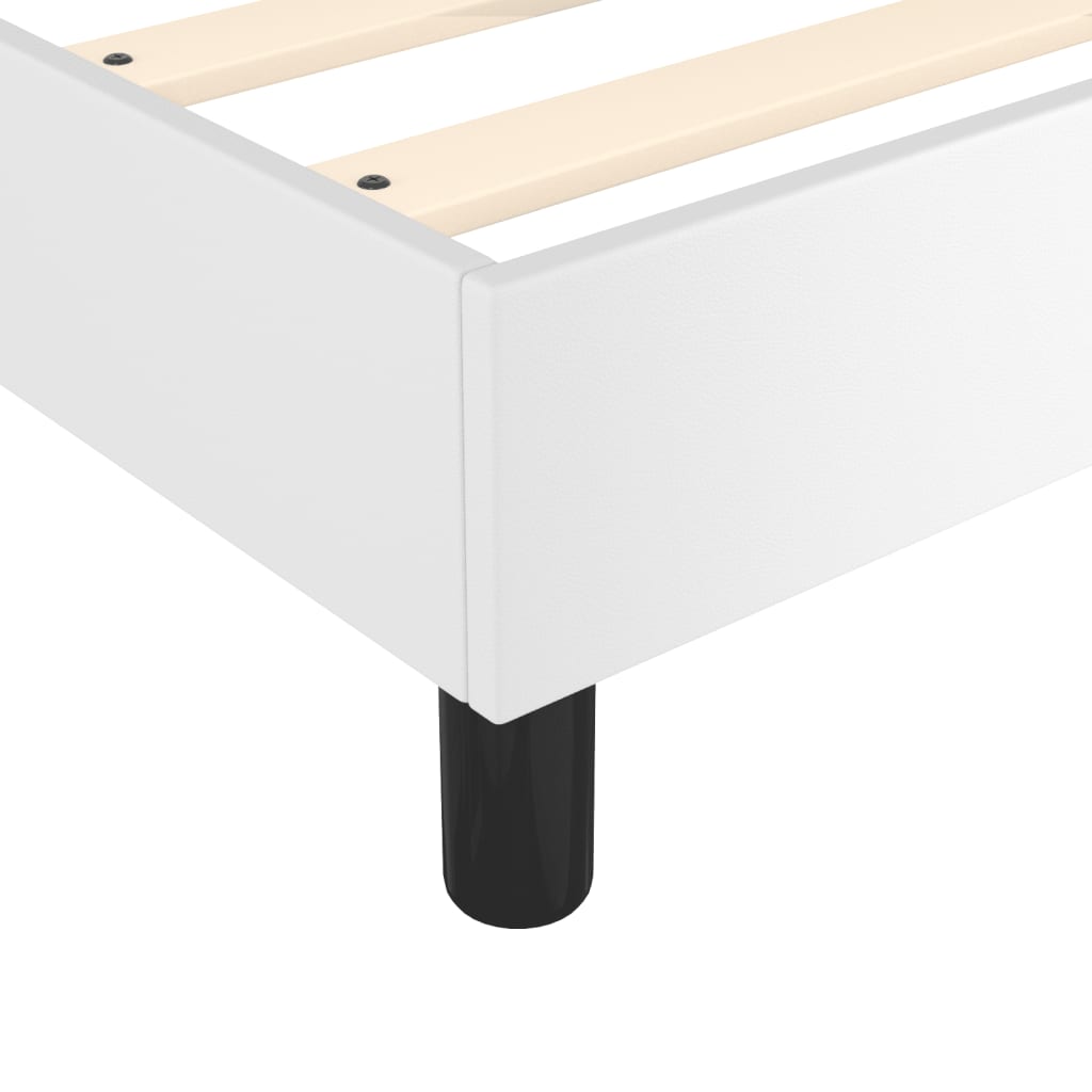 vidaXL Κρεβάτι Boxspring με Στρώμα Λευκό 90x190εκ. από Συνθετικό Δέρμα
