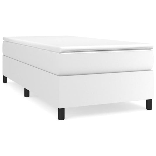vidaXL Κρεβάτι Boxspring με Στρώμα Λευκό 90x200εκ. από Συνθετικό Δέρμα