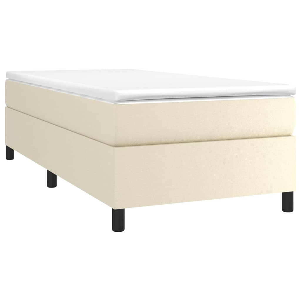vidaXL Κρεβάτι Boxspring με Στρώμα Κρεμ 90x200 εκ. από Συνθετικό Δέρμα