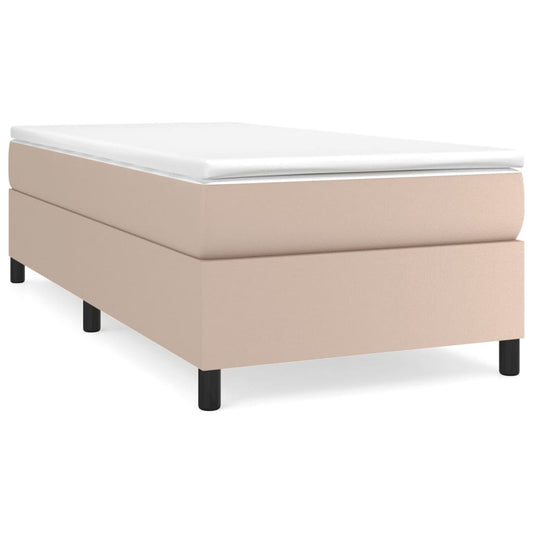 vidaXL Κρεβάτι Boxspring με Στρώμα Καπουτσίνο 90x200εκ.από Συνθ. Δέρμα
