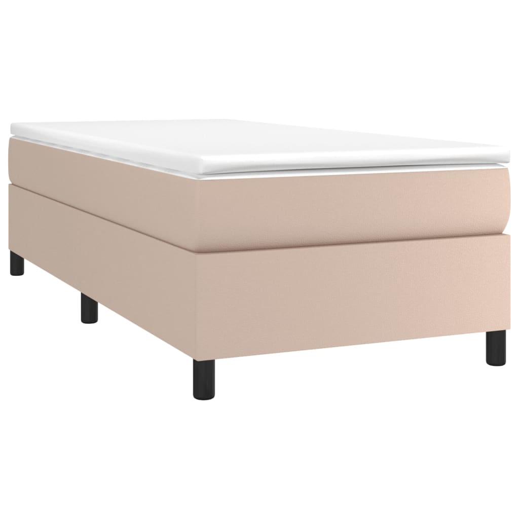 vidaXL Κρεβάτι Boxspring με Στρώμα Καπουτσίνο 90x200εκ.από Συνθ. Δέρμα