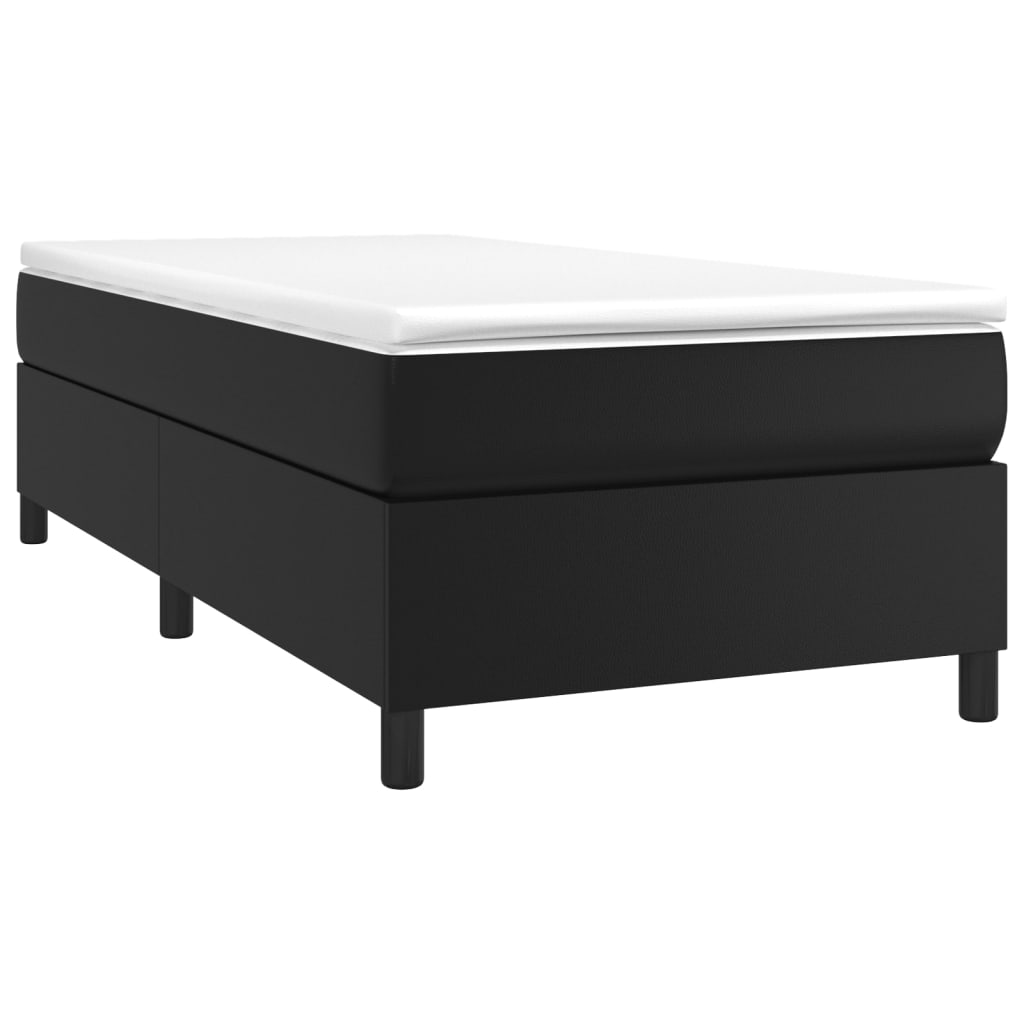 vidaXL Κρεβάτι Boxspring με Στρώμα Μαύρο 100x200εκ.από Συνθετικό Δέρμα
