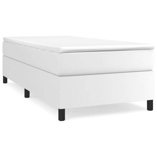 vidaXL Κρεβάτι Boxspring με Στρώμα Λευκό 100x200εκ.από Συνθετικό Δέρμα