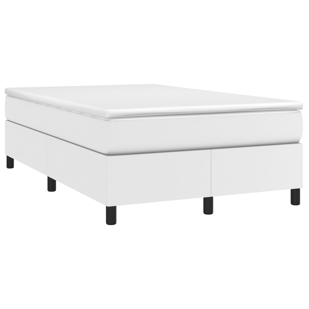 vidaXL Κρεβάτι Boxspring με Στρώμα Λευκό 120x200εκ.από Συνθετικό Δέρμα