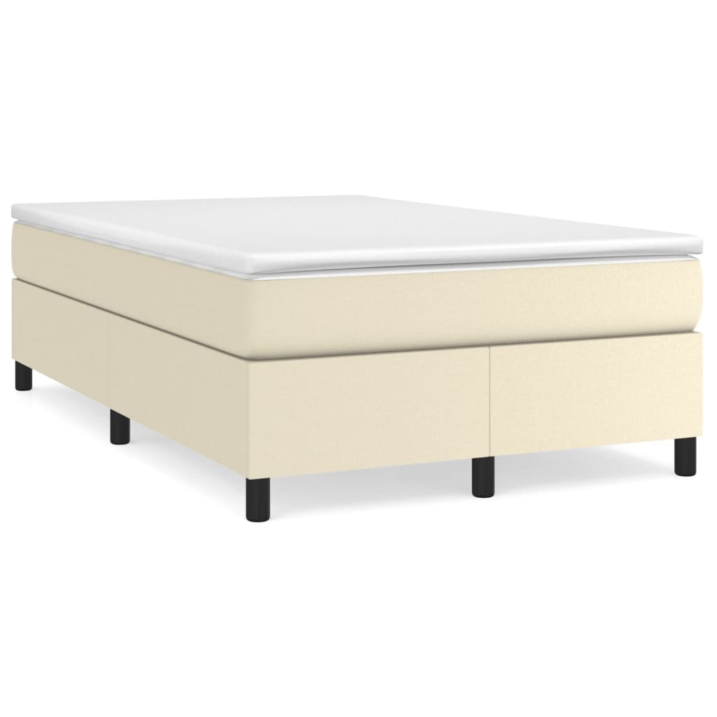 vidaXL Κρεβάτι Boxspring με Στρώμα Κρεμ 120x200εκ. από Συνθετικό Δέρμα