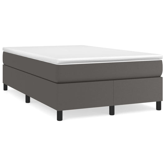 vidaXL Κρεβάτι Boxspring με Στρώμα Γκρι 120x200εκ. από Συνθετικό Δέρμα